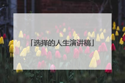 选择的人生演讲稿