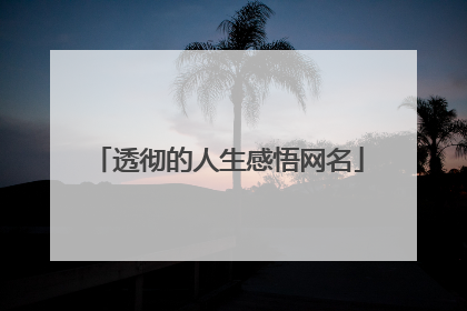 透彻的人生感悟网名