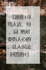 速度!寻骂人话、句、词 绝对要伤人心的、让人没法回答的!