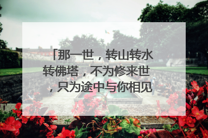 那一世，转山转水转佛塔，不为修来世，只为途中与你相见。   这首诗的全文是什么呢？谢谢