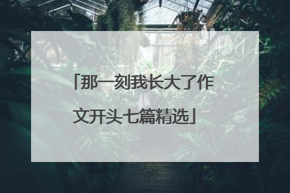 那一刻我长大了作文开头七篇精选