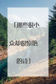 那些很小众却很惊艳的诗