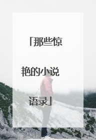 那些惊艳的小说语录