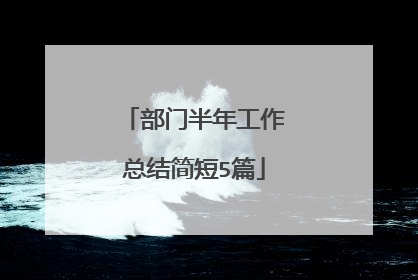 部门半年工作总结简短5篇