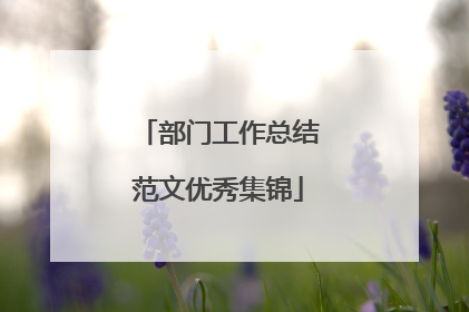 部门工作总结范文优秀集锦