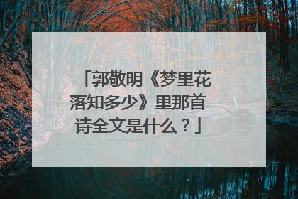郭敬明《梦里花落知多少》里那首诗全文是什么？