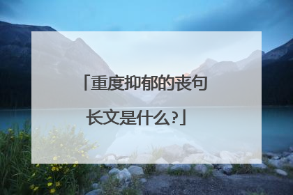 重度抑郁的丧句长文是什么?