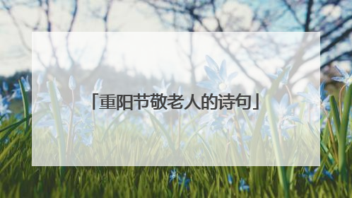 重阳节敬老人的诗句