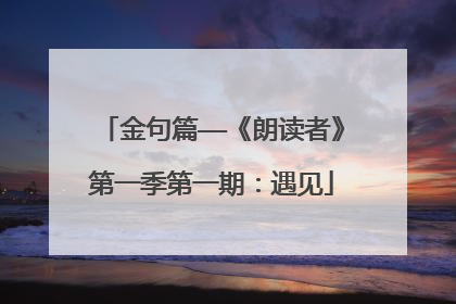 金句篇——《朗读者》第一季第一期：遇见