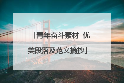 青年奋斗素材 优美段落及范文摘抄