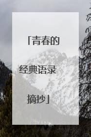 青春的经典语录摘抄