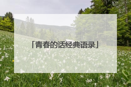 青春的话经典语录