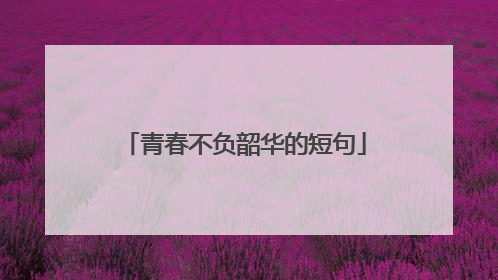 青春不负韶华的短句