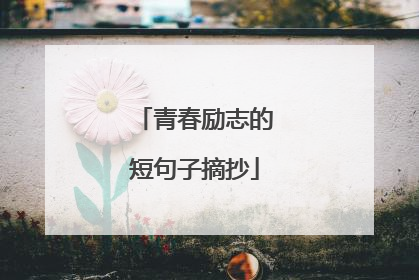 青春励志的短句子摘抄