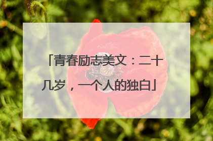 青春励志美文：二十几岁，一个人的独白