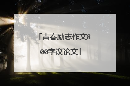 青春励志作文800字议论文