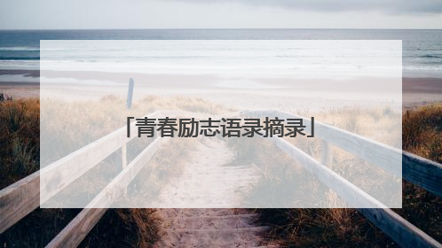 青春励志语录摘录