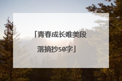 青春成长唯美段落摘抄50字