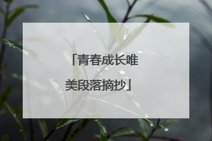 青春成长唯美段落摘抄