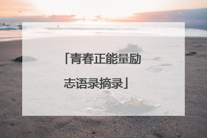 青春正能量励志语录摘录