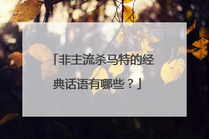 非主流杀马特的经典话语有哪些？