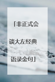 非正式会谈大左经典语录金句