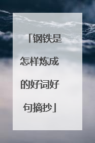 钢铁是怎样炼成的好词好句摘抄
