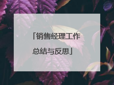 销售经理工作总结与反思