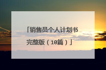 销售员个人计划书完整版(10篇)