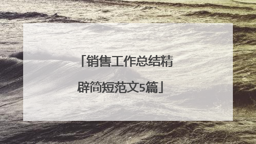 销售工作总结精辟简短范文5篇