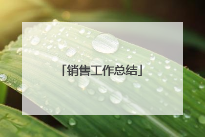 销售工作总结