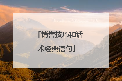销售技巧和话术经典语句