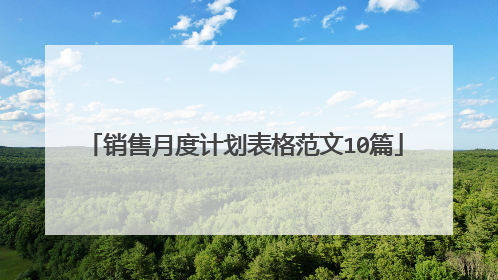 销售月度计划表格范文10篇