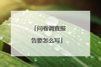 问卷调查报告要怎么写