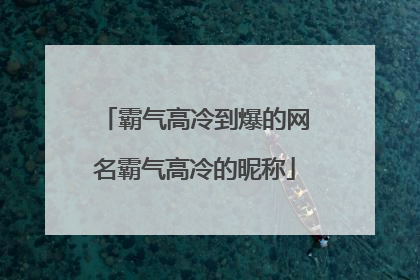 霸气高冷到爆的网名霸气高冷的昵称