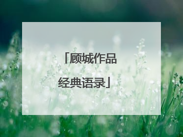 顾城作品经典语录