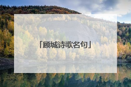 顾城诗歌名句
