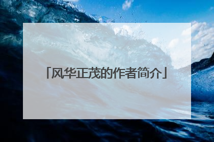 风华正茂的作者简介