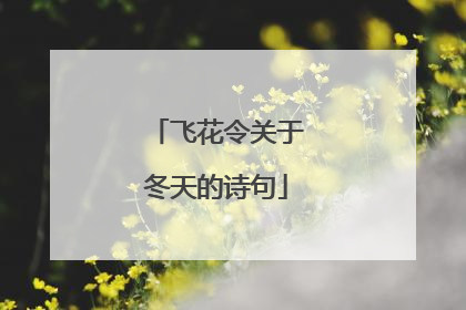 飞花令关于冬天的诗句