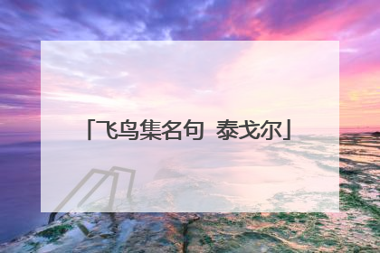 飞鸟集名句 泰戈尔