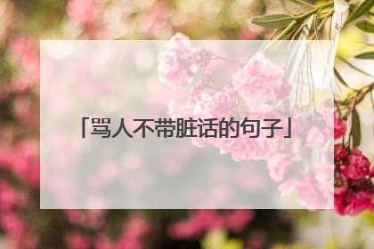 骂人不带脏话的句子