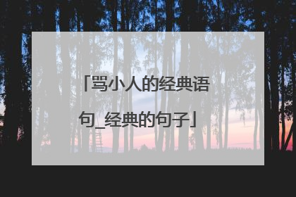 骂小人的经典语句_经典的句子