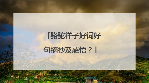骆驼祥子好词好句摘抄及感悟？
