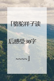 骆驼祥子读后感受30字~~~~