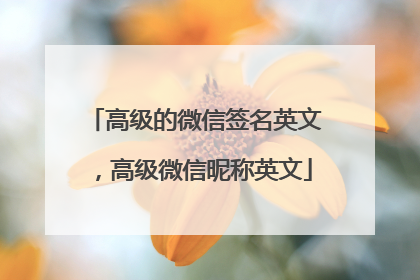 高级的微信签名英文，高级微信昵称英文