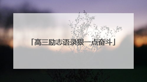 高三励志语录狠一点奋斗
