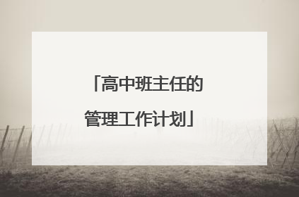 高中班主任的管理工作计划