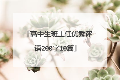 高中生班主任优秀评语200字10篇
