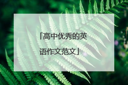 高中优秀的英语作文范文