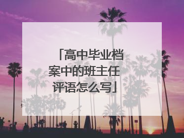 高中毕业档案中的班主任评语怎么写
